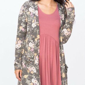 Agnes & Dora Essential Cardi Gray Floral Twiggy